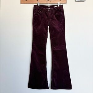 Rag & Bone Elephant Bell Corduroy Flare Jeans Wine Burgundy Size 27 High Rise